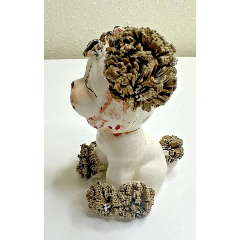 Lefton Spaghetti Ceramic Dog Vintage Set 2 Bee Toothache Boo Boo Tail Set 2